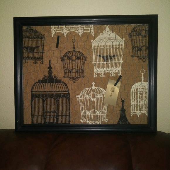 Shabby Frame made of Burlap of Bird cages. Holds P - Picture 1 of 2